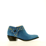 Stivaletto alla caviglia texano in jeans vintage con borchie