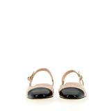 Slingback basso in lux beige con punta nera