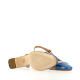 Slingback in beige lux with blue tip