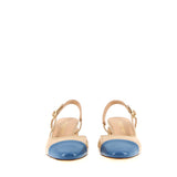 Slingback in beige lux with blue tip