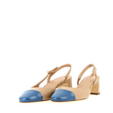 Slingback in beige lux with blue tip