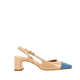 Slingback in beige lux with blue tip