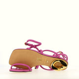 Soft orchid leather sandal with gold heel | 36 | 37 |