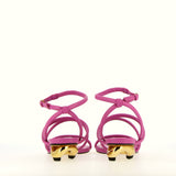 Soft orchid leather sandal with gold heel | 36 | 37 |