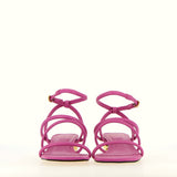 Soft orchid leather sandal with gold heel | 36 | 37 |
