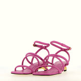 Soft orchid leather sandal with gold heel | 36 | 37 |