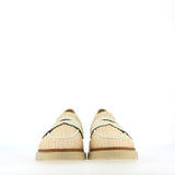 Mocassino stile Capri in paglia naturale e bianco