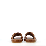 Leather sandal with buckle accessory