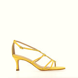 Sandalo giallo a cinturini con strass