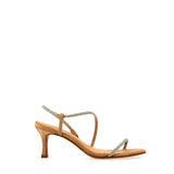 Sandalo beige nude con strass argento
