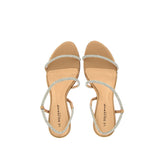 Sandalo beige nude con strass argento