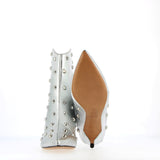Silver leather ankle boot with studs