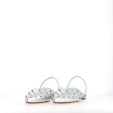 Sling back in pelle argento con borchie