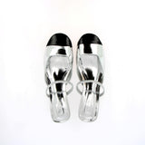 Sling Back specchio con puntina nera tacco medio