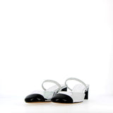 Sling Back specchio con puntina nera tacco medio
