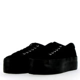 Sneaker tessuto nero con plateau