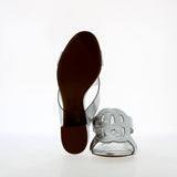High heel braided leather sandal