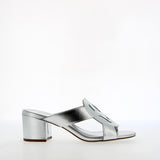 High heel braided leather sandal