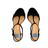 Shiny black high heel sandal