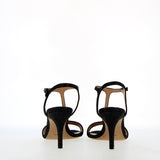 Shiny black high heel sandal