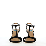 Shiny black high heel sandal