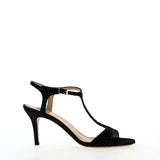 Shiny black high heel sandal
