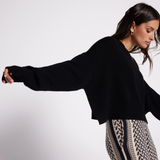 Maglione over in cashmere nero