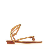 Low leather sandal with gold studs