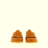 Leather moccasin with fringe