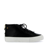 Sneaker pelle nera con cerniera dietro