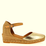 Campesina espadrille in platinum metal leather