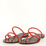 Sandalo basso in strass arancio