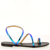 Sandalo basso cangiante azzurro, blu, verde