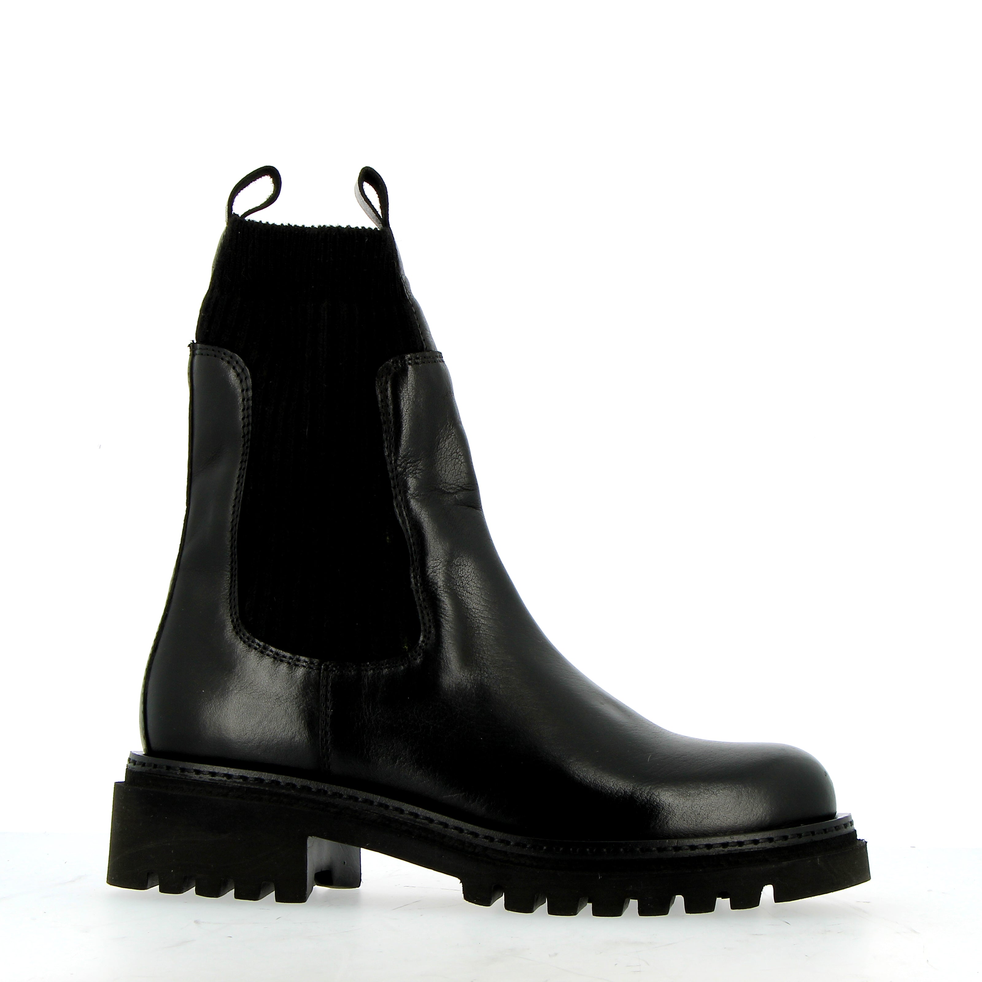 Chelsea boot in morbida pelle nera con elastici a calza