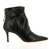 Black ankle boot in soft leather with rear zip