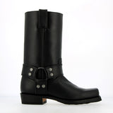 Square toe black leather boot