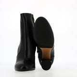 Short black leather tube boot