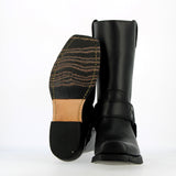 Square toe black leather boot