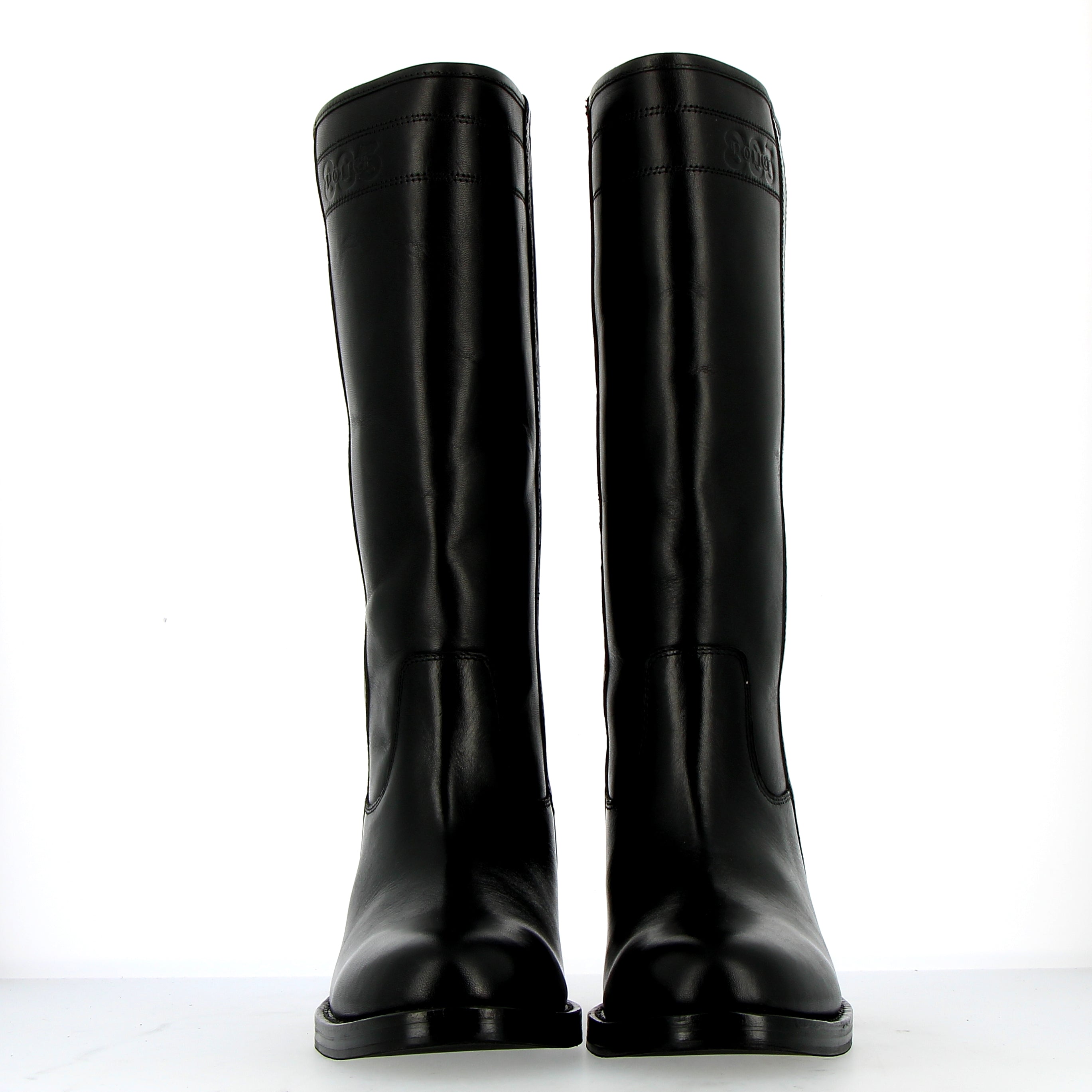 Black leather tube boot  