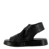 Black leather sandal with back strap