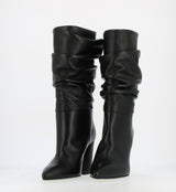 Black tube boot with curl