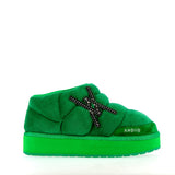 Low shoe Emerald fur interior with embellishment