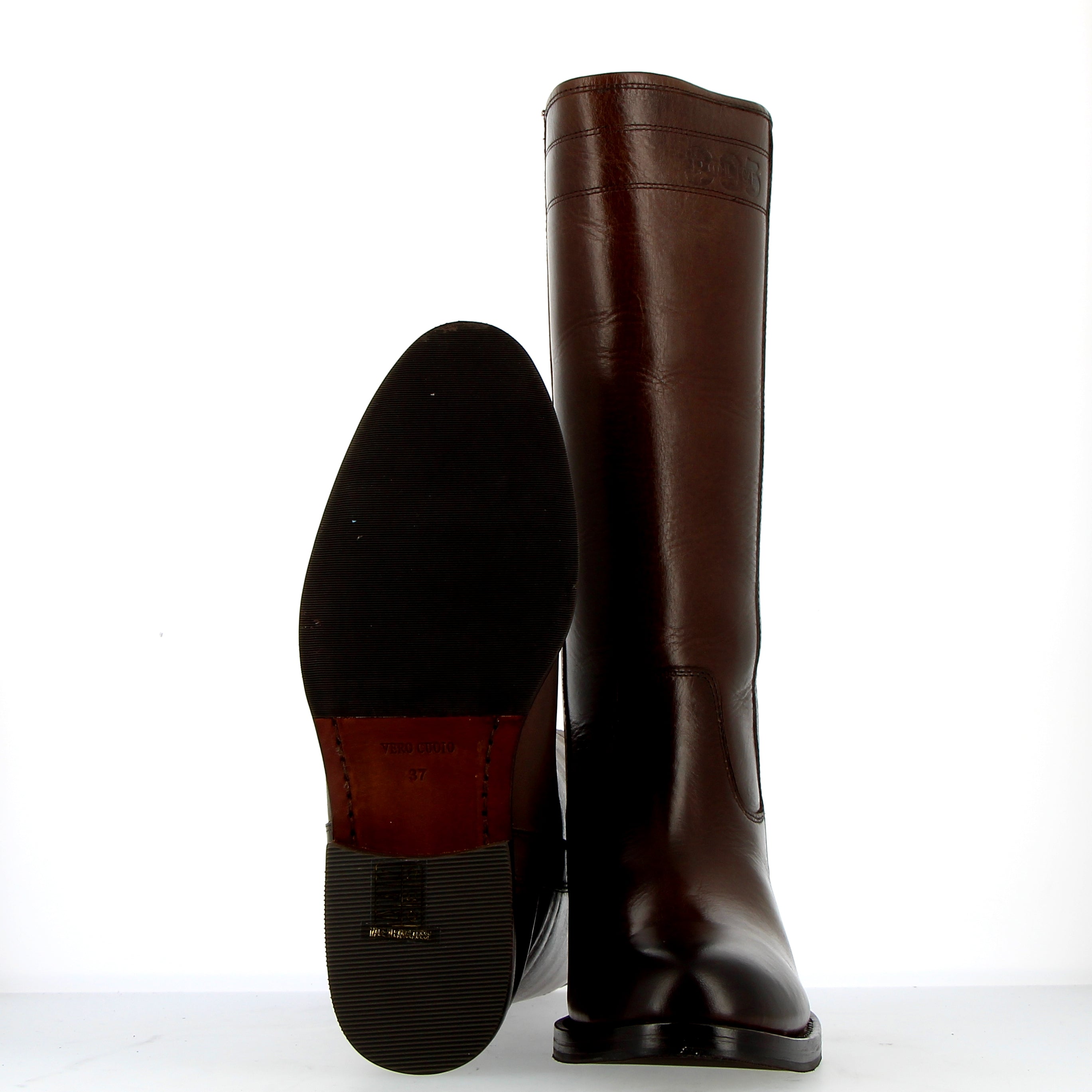 Chocolate leather tube boot 