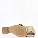 Low white sandal with golden buckle