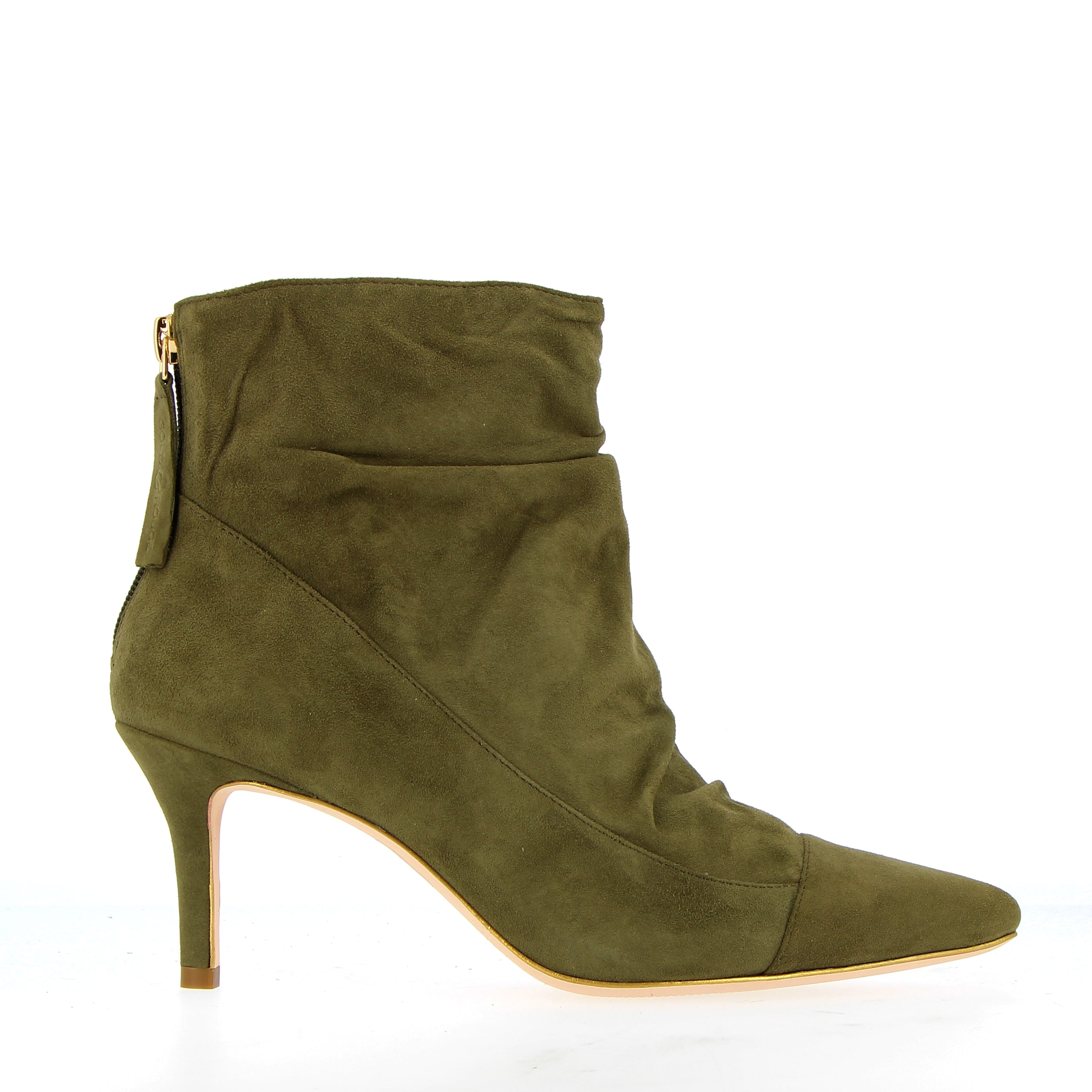 Ankle boot in soft forest suede with rear zip