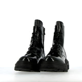 Black laquered combat boot