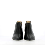 Medium heel V cut black nappa ankle boot