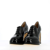 Lace-up in black naplack high heel and plateau