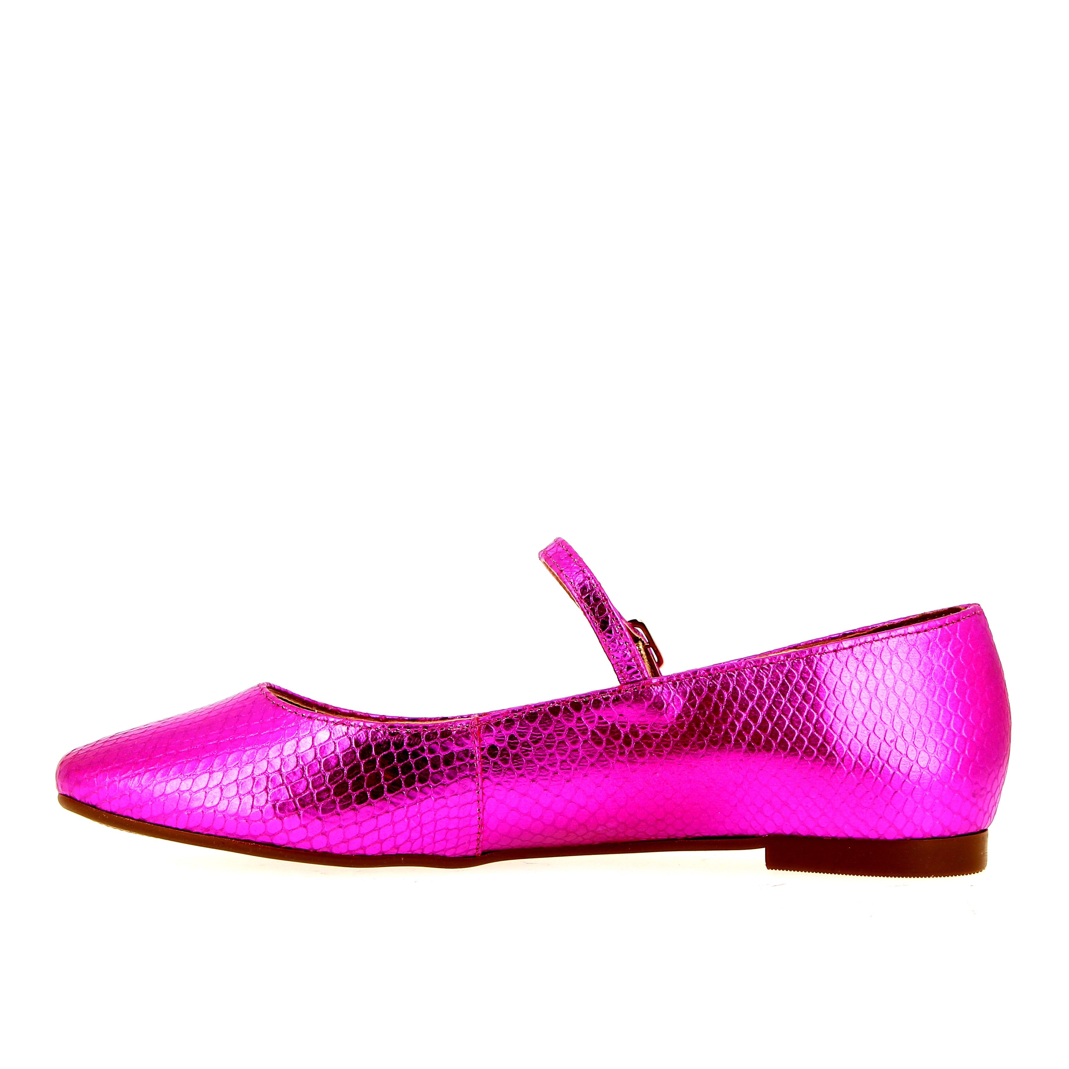 Ballerina with snake-finish pink leather strap