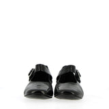 Ballerina shoes in soft black patent leather with strap